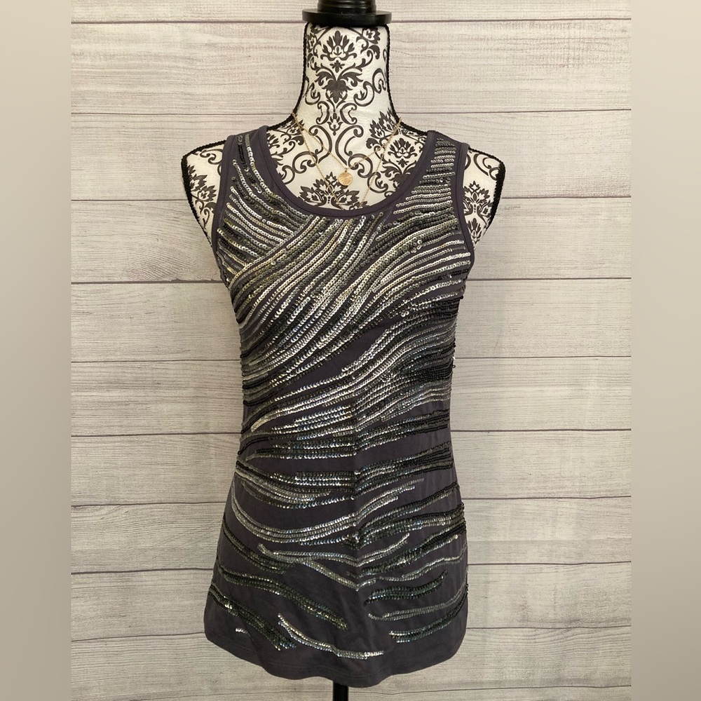 CATO | NWOT Women’s Gray Sequin Sleeveless Top